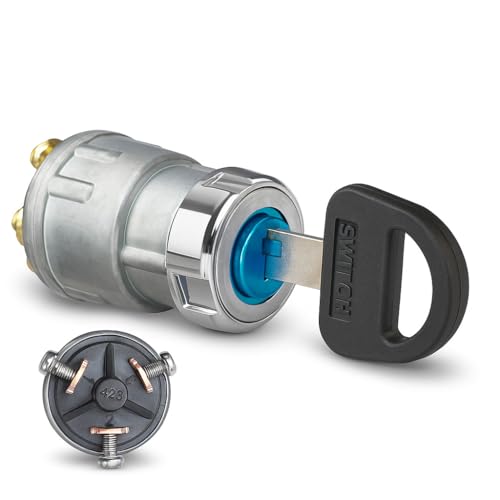 MGI SpeedWare 3-Wire Universal Ignition Key Switch for Cars, Buggies, Mowers and Go Karts, Off/On/(Start)
