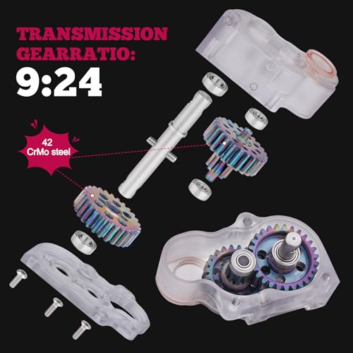 HobbyPark LCG Complete Transmissions Gearbox for 1/10 RC Crawler SCX10 SCX10 II | Low Center of Gravity, Lightweight Design, Hardened Steel Gears | Ideal for Custom LCG Builds (Transparent)