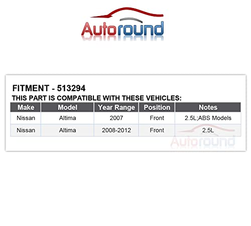 Autoround 513294 [2-Pack] Front Wheel Bearing and Hub Assembly Compatible with Nissan Altima 2007 2008 2009 2010 2011 2012 2.5L 5Lugs w/ABS