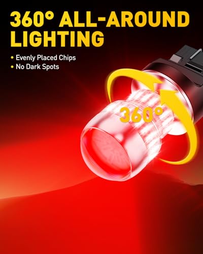 AUXITO Upgraded 7440 7443 LED Bulb Red for Tail Lights Brake Lights, Super Bright T20 W21W 7441 7444 LED Replacement for Stop Tail Brake Signal Lights, Pack of 2