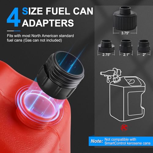 SKYJDM Fuel Transfer Pump with Auto-stop Sensor and 4 Tank Adapter, 3.2GPM 51" Hose Battery-Powered Portable Gas Can Pump for Gasoline & Diesel Oil (Red)