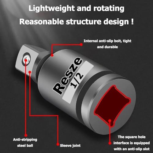 2 Pcs 1/2"Drivers Universal Joint Swivel Socket Adapter Set, Impact Universal Joint，U-Joint Drive Impact Grad Wobble Socket Wrench Set，Full Impact Grade