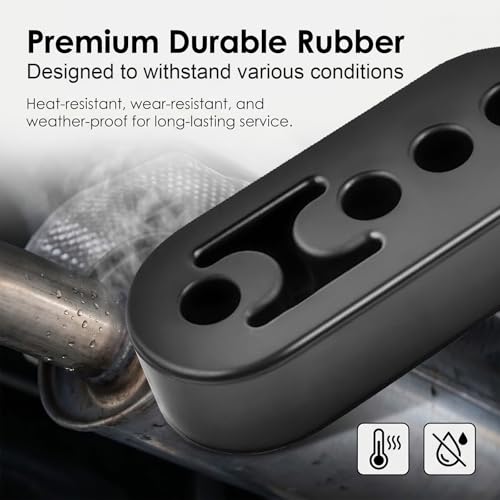 4 Holes Rubber Exhaust Hanger, 0.47in Adjustable Muffler Shock Absorber Insulator Bushing, High Density Weather-Proof Tailpipe Mount Bracket, Universal Damping Hanger Fit for Car Truck Jeep SUV