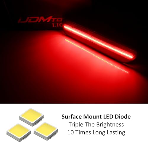 iJDMTOY Smoked Lens Red Full LED Rear Side Marker Light Kit Compatible With 2005-09 Ford Mustang, Powered by 54-SMD LED, Replace OEM Back Sidemarker Lamps