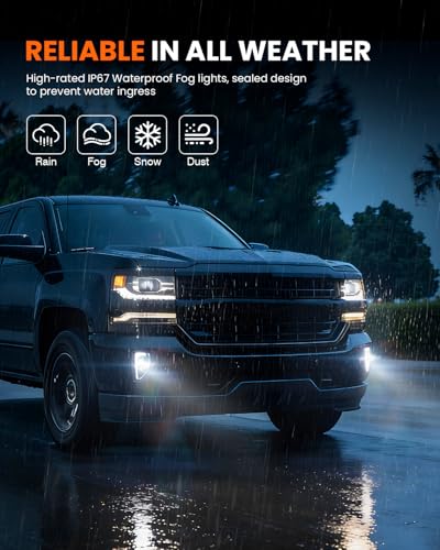 4X4FLSTC LED Fog Lights Assembly Compatible with 2016 2017 2018 Chevy Silverado 1500 models DOT Bumper Driving Lights Fog Lamps Replacement with DRL Halo Black