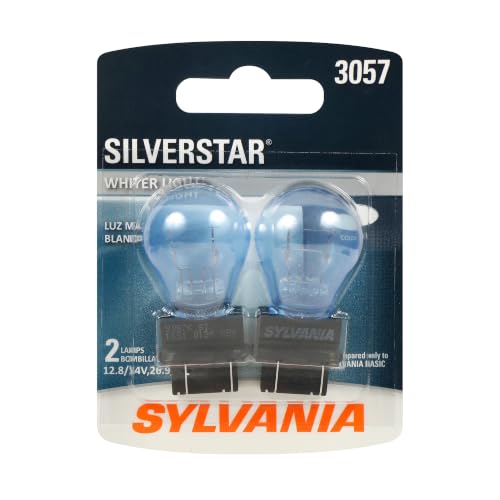 SYLVANIA - 3057 SilverStar Mini Bulb - Brighter and Whiter Light, Ideal for Daytime Running Lights (DRL) and Back-Up/Reverse Lights (Contains 2 Bulbs)