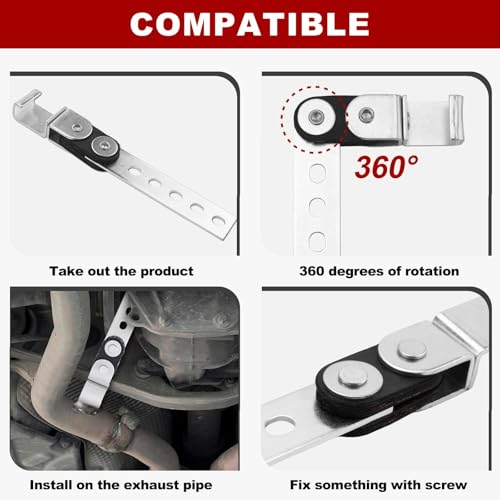 joytrace 3" Exhaust Hangers Kit 12PC - 360° Swivel Clamps with Adjustable 2/4 Hole Brackets & 9.5" Bend Rods, Zinc Coated Complete Set for Muffler Pipe