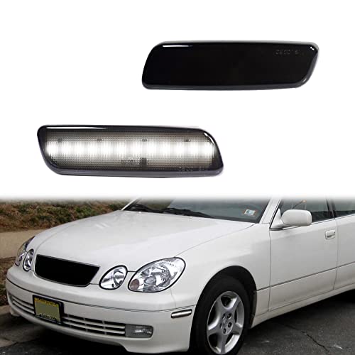 KENRTIR Smoked Lens White LED Lamp Compatible with Toyota Lexus Scion Front Corner Fender Side Marker Light