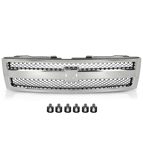 PIT66 Grille Fit Chevy Silverado 1500 2007-2013 Chrome Shell w/Black Insert