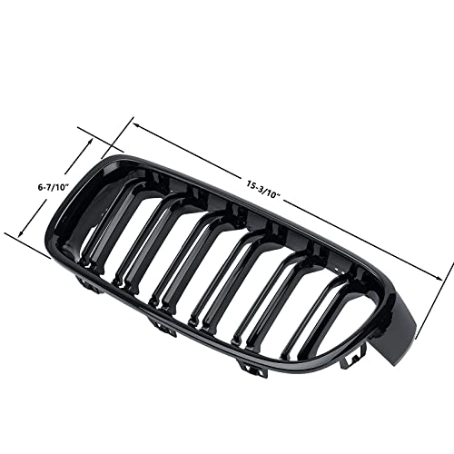 DEKEWEI F30 Grill, Double Slats Gloss Black Kidney Grille,ABS Plastic,2pcs