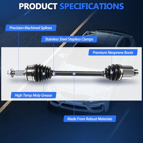 Maxfavor CV Axle Front FWD Replacement for Honda Civic 2006 2007 2008 2009 2010 2011 2.0L Si/MUGEN Si 4Cyl Manual, 2 pcs CV Axle Joint Shaft Assembly Driver and Passenger Side