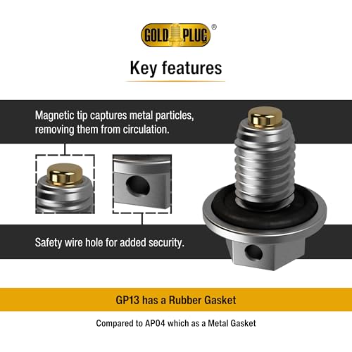 GoldPlug GP13 M12x1.75 Magnetic Drain Plug for Chevy GMC Ford