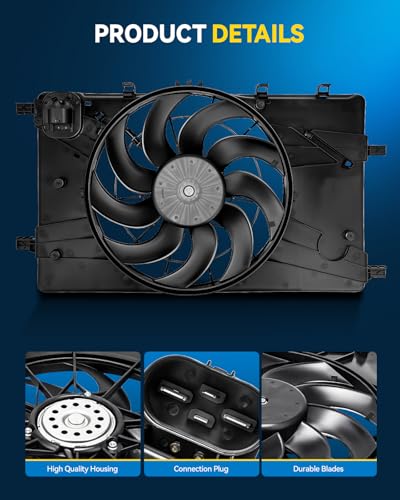 PHILTOP 620658 Radiator Cooling Fan Assembly, Compatible with 2011-2015 Cruze 1.4/1.8L, 2012-2017 Verano 2.4L, 2016 Cruze Limited, Replace # 13368577, 13360891, 13267634, 13335183, 620658, 13360890