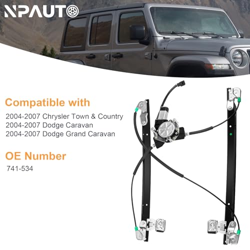 Front Driver Side Power Window Regulator with Motor Replacement for 2004 2005 2006 2007 Chrysler Town & Country, Dodge Caravan/Grand Caravan, Left, 741-534