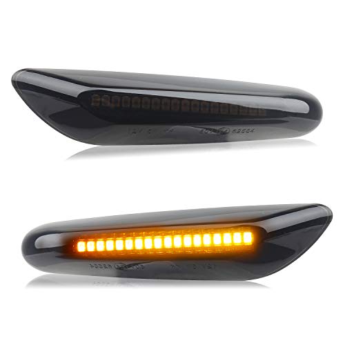 RUXIFEY LED Side Marker Turn Signal Lights Smoked Lens Compatible with BMW E90 E91 E92 E93 E46 E53 X3 E83 X 1 E84 E81 E82 E87 E88