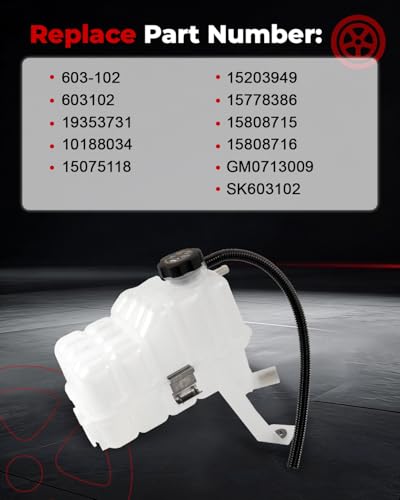 603-102 Coolant Reservoir Tank with Sensor & Cap Compatible with 1999-2006 Silverado 1500, 2000-2006 Suburban Tahoe, 2002-2006 Escalade, 1999-2006 Yukon Sierra, 2003-2009 H2 Replace 15203949 19353731