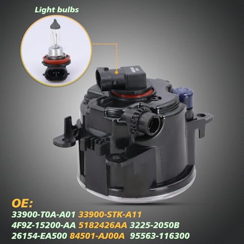 Lqito Fog Lights With Bulbs Fits 2011-2015 Explorer，2013-2016 Fusion，2008-2014 Focus,2012-2015 CRV，2015-2017 Fit,2012-2017 Pilot,Fits Nissan Subaru Lincoln Replace#4F9Z-15200-AA（2 PCS）