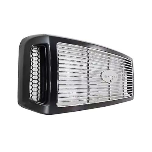 Chrome Insert Grille Assembly With Billet Black Shell Heavy Duty Fits for Ford 2005-2007 F-250 F-350 F-450 Plastic Replaces FO1200458