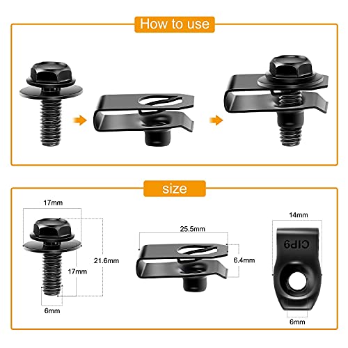 GOOACC GRC-70 35PCS Engine Under Cover Splash Shield Guard Body Bolts Bumper Fender Liner Push Retainer Fastener Rivet Clips , black