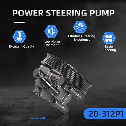 Loautong Power Steering Pump with Pulley, for Ford Expedition 03-06, for F-150 2004-2008, for Lincoln Mark LT 2006-2008, for Navigator 2003-2006 for 4.6L 5.4L V8, OE 20-312P1
