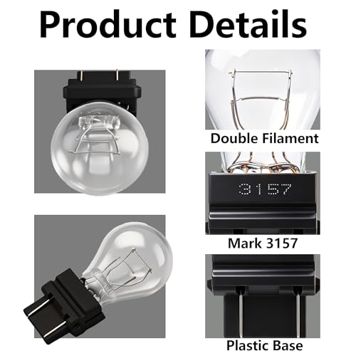Kadiby 2 Pack 3157 4157 Bulb Brake/Tail/Turn Signal Light/DRL(Daytime Running Lights) 3157ll 12V P27/7W 3047 3057 4057 4114 Trailer Bulbs Fit for F150 Focus Altima Silverado Jeep Cherokee