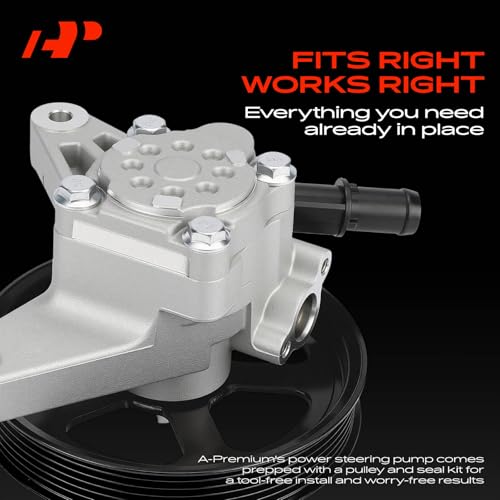 A-Premium Power Steering Pump with Pulley Compatible with Honda Odyssey 2005-2010, Pilot 2005-2008 & Acura MDX 2007-2013, V6 3.5L 3.7L, Replace # 56110RGL305, 56110RGLA01