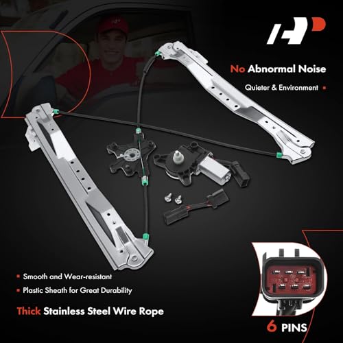 A-Premium Front Driver Side Power Window Regulator and Motor Assembly Fit for Dodge Grand Caravan 2008-2020, Chrysler Town & Country 2008-2016, Ram C/V 2012-2015, with 6-Pin Plug Motor