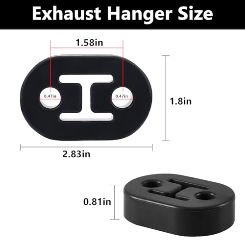BFXM Exhaust Rubber Hanger, rubber muffler hangers. Rubber Insulator Bushing Mount, rubber exhaust mounts with 2 Holes 0.47 Inch, Universal Fit