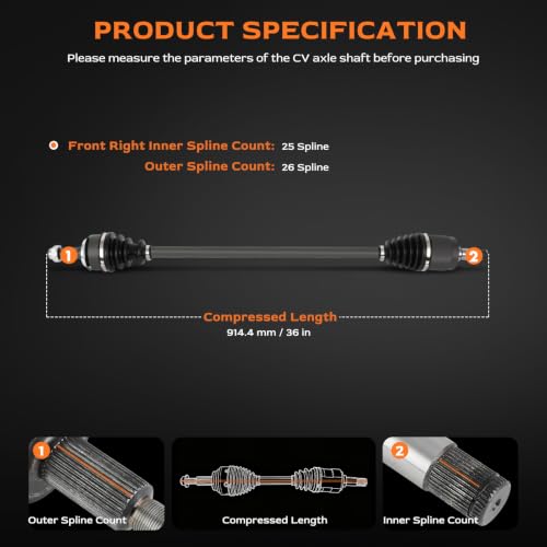 Front Right Passenger Side CV Axle Half Shaft Assembly Compatible With 2006 2007 2008 2009 2010 2011 2012 2013 2014 2015 for Honda Civic 1.8L w/Automatic Trans cv axle shaft 66-4233 NCV36569
