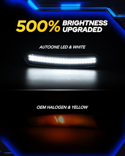 AUTOONE LED Side Marker Lights White Compatible With Chevrolet Camaro 2016-2023, Front & Rear Fender Side Markers, Smoked Lens Driver & Passenger Side Bumper Lights, Pack of 4