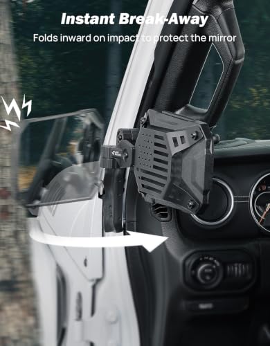 JOYTUTUS Mirrors Doors Off Compatible with 2018-2023 Wrangler JL/JLU & Gladiator JT, JL Side Mirrors with Ball Adapter, Wider View No Vibrate & Wobble (NOT FIT 2024-2026 Wrangler & Gladiator JT)