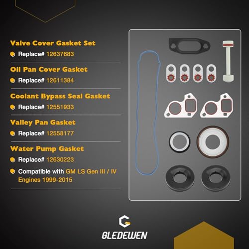 GEN 3 5.3 LS Gasket Set, 6.0 Head Gasket Kit Compatible with 1999-2010 GM Chevrolet 4.8L/5.3L/5.7L/6.0L LS1 LS6 LQ4 LQ9 Engine, Replace# 12633904 12558177 BTR73450