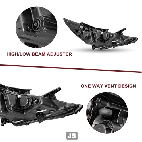JSBOYAT Headlight Assembly Compatible with 2011-2014 Hyundai Sonata 4 Door Sedan w/Projector Halogen, Not Fit for Hybrid Models, Chrome Housing with Amber Reflector
