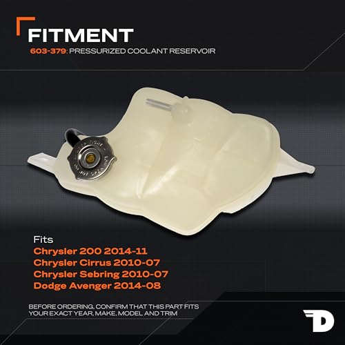 Dorman 603-379 Front Pressurized Coolant Reservoir with Cap Compatible with Select Chrysler / Dodge Models