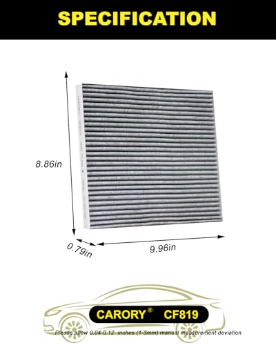 Cabin Air Filter w/Activated Carbon for Chevy Equinox 2010-2017, Captiva Sport 2012-2015, GMC Terrain 2010-2017, Hyundai Santa Fe 2013-2018, Santa Fe Sport 2013-2018, Kia Sedona 2011-2021, CF819
