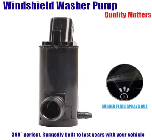 Windshield Washer Pump w/Grommet Compatible with Hyundai Accent Elantra Sonata Tiburon Replacement for Kia Cadenza Forte Optima Spectra Replaces 98510-26000, 9851-1C000, 98510-2G000, 98510-1C500