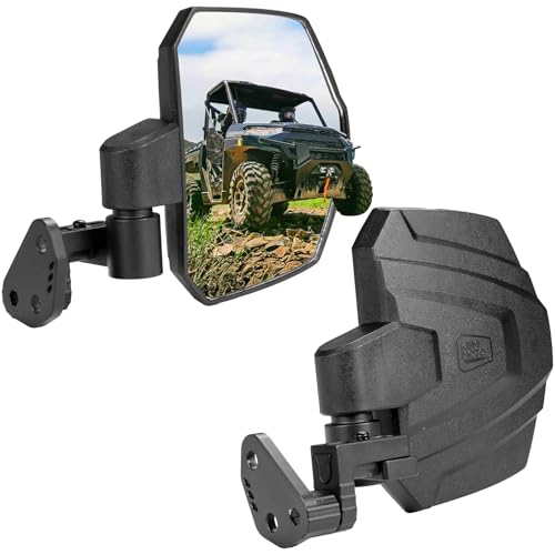 KEMIMOTO Large Side Mirrors A-pillar UTV Mirror Compatible with Polaris Ranger XP 1000/ Crew XP 1000 2018-2026, CFMOTO UFORCE U10, Extension Adjustable Side Mirrors Mounted on ROPS bar