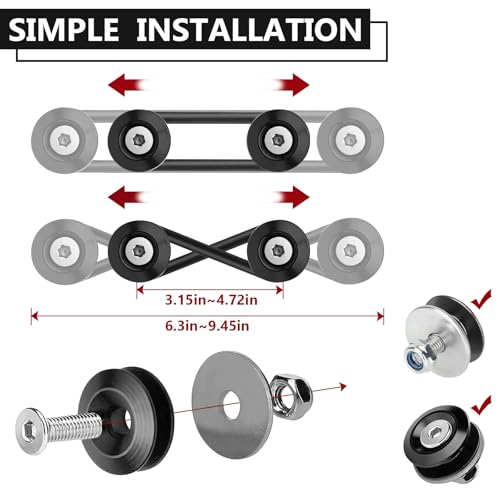BFXM Universal Bumper Clips, Front Rear Bumper Quick Release Kit, Bumper Holders for Cars (4 Black Bumper Quick Release Tabs and 12 Customized O-Rings)