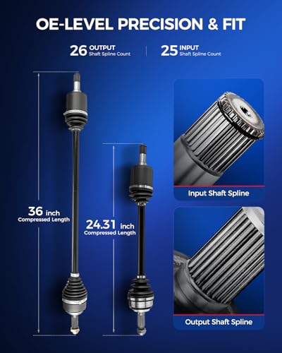 KAX CV Axle Front Driver and Passenger Side Fit for Honda Civic 2006 2007 2008 2009 2010 2011 2012 2013 2014 2015 1.8L, Front CV Axle Shaft Assembly 66-4232 66-4233
