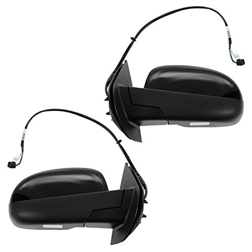 TRQ Driver and Passenger Side Mirror Assembly 2 Piece Set Power Heated No Memory Black Compatible with 2007-2013 Chevy Avalanche Suburban 2007-2014 Suburban GMC Yukon Yukon XL 1500