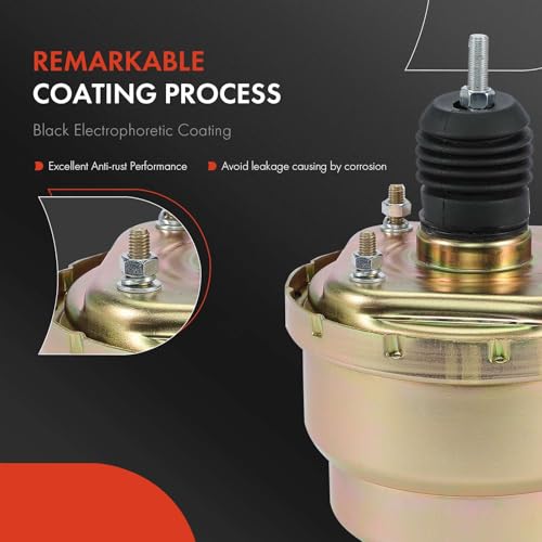 A-Premium Universal Vacuum Power Brake Booster Compatible with most Street Rods, Hot Rods, Muscle Car, Trucks and Vans, 7 Inch Dual Diaphragm, Without Master Cylinder, Replace# PB7537