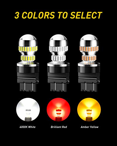 AUXITO LED Brake Tail Light Bulbs 3156 3157 LED Bulb Red Super Bright 3056 3057 3047 4057 Led Bulbs for Tail Stop Brake Signal Parking Lights, Brilliant Red