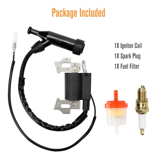 FVRITO Ignition Coil Spark Plug Kit Compatible with Predator 212cc 196cc Gx160 Gx200 Clone Engine Coleman CT200U CT200U-EX BT200X KT196 Baja MB165 MB200 Generator Mini Bike Go Kart Lawn Mower Parts