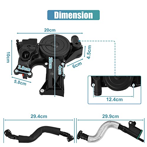 X AUTOHAUX PCV Valve Engine Crankcase Vent Oil Separator Breather Hose Exhaust Pipe Kit 06H103495AH for VW Beetle CC Jetta GTI Passat Tiguan for Audi A3 A4 A5 Q5 TT 2.0L L4 ONLY
