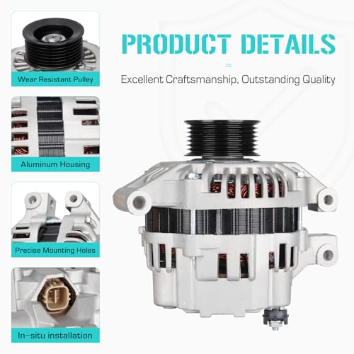 New Alternator Fit for Honda CR-V 2.4 2.4L 2002 2003 2004 2005 2006, Fit for Acura RSX 2.0 2.0L 2002 2003 2004 2005 2006, Replace for 90-27-3315N, 90-27-3315, 1-2530-01MI, 31100-PND-004