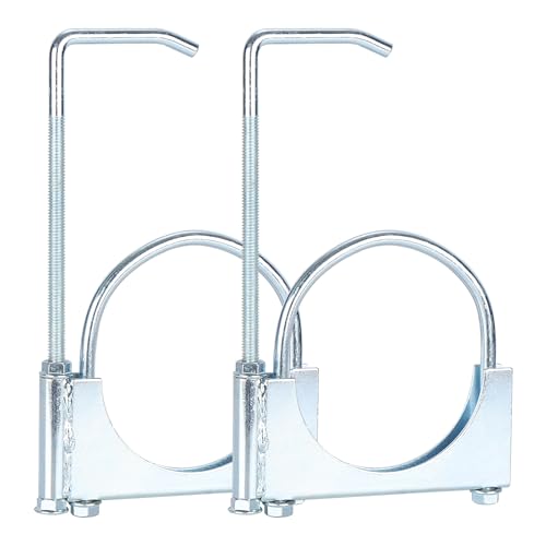 LCGP 4" Universal Exhaust Clamp with Hanger Made of Heavy-Duty Steel Clamp with Rear Muffler Hanger Exhaust Pipe 2PCS