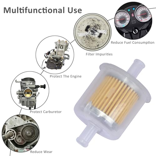 Universal Replacement Gas Inline Fuel Filters for Motorcycles, Cars, Trucks And Gasoline Powered Engines 3/8 Inch (Pack of 4)