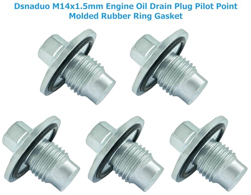 5PCS M14x1.5mm Engine Oil Drain Plug Pilot Point Molded Gasket Fit for Chevy Chevrolet Camaro Colorado Express LCF Sonic Trax Traverse, Buick Encore, Replace 65423, 090-211, 090-211CD, 55568037