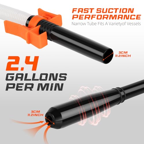 Portable Fuel Transfer Pump with 47" Hose-High Flow Hand Fuel Pump, Battery Powered Siphon Pump for Gasoline Mechanical Fuel Pumps Universal Fit for Gasoline, Vehicles, Fuel,Water Transfer（Amber）