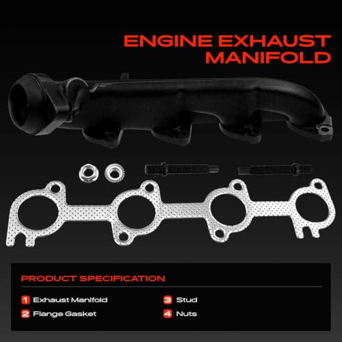 A-Premium Right Side Engine Exhaust Manifold Kit [8Cyl 5.4L] Fit for Ford & Lincoln - F-150, F-250, F-150 Heritage, F-250 F-350 Super Duty, Expedition, E-150, E-250, Navigator, W/Gasket & Studs & Nuts